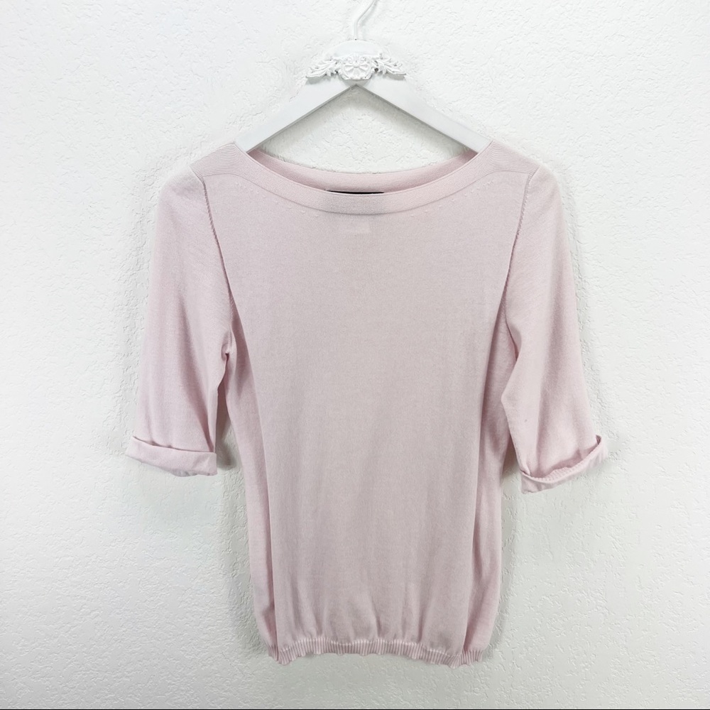 Les Copains Pink Short Sleeve Sweater Roll Sleeves Size Italy 46 US 12